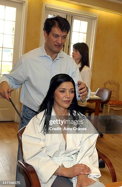 Shohreh Aghdashloo and Frederic Fekkai during Frederic Fekkai/Chanel Oscar Suite - Day One at Frederic Fekkai Salon in Beverly Hills, California,...