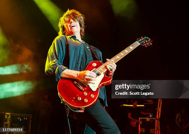 Dean DeLeo of Stone Temple Pilots performs at Michigan Lottery Amphitheatre on September 27, 2019 in Sterling Heights, Michigan.