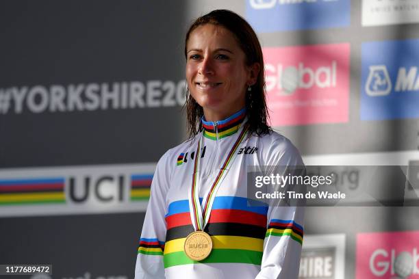 Podium / Annemiek Van Vleuten of The Netherlands Gold medal / Celebration / during the 92nd UCI Road World Championships 2019, Women Elite Road Race...