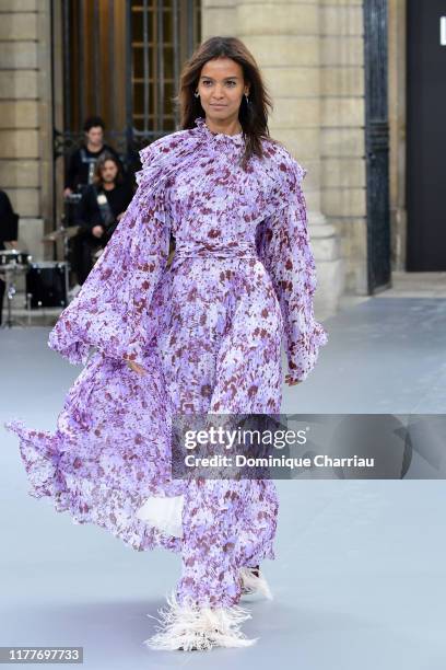 Liya Kebede walks the runway during the "Le Defile L'Oreal Paris" Show as part of Paris Fashion Week on September 28, 2019 in Paris, France.