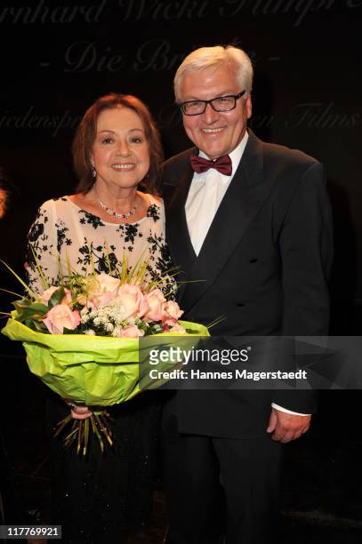 Elisabeth Wicki-Endriss and Frank-Walter Steinmeier attend the Bernhard Wicki Award 'Die Bruecke - Der Friedenspreis des Deutschen Films 2011' at the...
