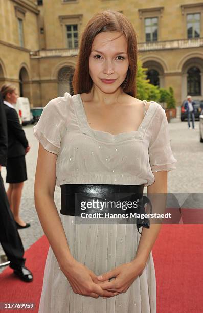 Actress Uta Kargel attends the Bernhard Wicki Award 'Die Bruecke - Der Friedenspreis des Deutschen Films 2011' at the Cuvillies Theater on June 30,...