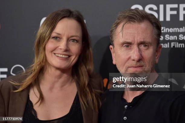 Actress Catherine McCormack and actor Tim Roth attends the red carpet on the closure day of 67th San Sebastian International Film Festival on...