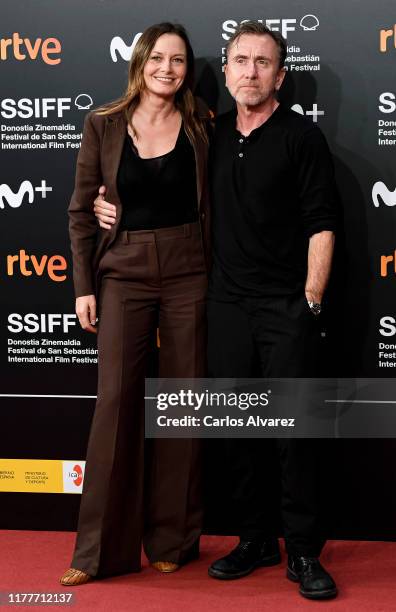 Catherine McCormack and Tim Roth attend the red carpet on the closure day of 67th San Sebastian International Film Festival on September 28, 2019 in...