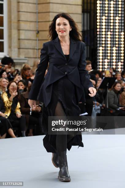 Iris Berben walks the runway during the "Le Defile L'Oreal Paris" Show as part of Paris Fashion Week on September 28, 2019 in Paris, France.