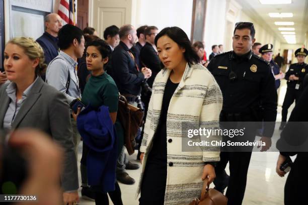 Priscilla Chan, the wife of Facebook co-founder and CEO Mark Zuckerberg, arrives at the House Financial Services Committee in the Rayburn House...