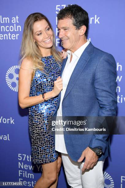 Nicole Kimpel and actor Antonio Banderas attend the "Pain And Glory" premiere during the 57th New York Film Festival at Alice Tully Hall, Lincoln...
