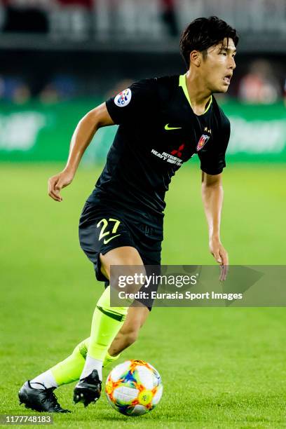 Daiki Hashioka of Urawa Red Diamonds in action during the AFC Champions League Semi Final second leg match between Guangzhou Evergrande and Urawa Red...