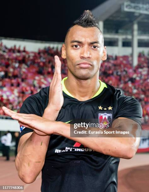 Fabricio dos Santos Messias of Urawa Red Diamonds poses for photo after winning the AFC Champions League Semi Final second leg match between...