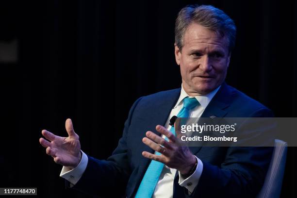 Brian Moynihan, chief executive officer of Bank of America Corp., speaks during a BlackBerry Cybersecurity event in New York, U.S., on Wednesday,...