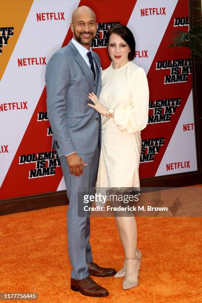 Keegan-Michael Key and Elisa Key attend the LA premiere of Netflix's "Dolemite Is My Name" at Regency Village Theatre on September 28, 2019 in...