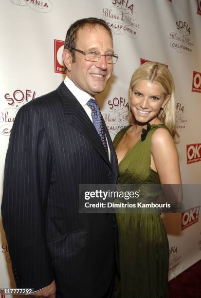 Richard Desmond and Jessica Simpson during Jessica Simpson and Diddy Host The Launch of "OK!" Magazine at Garden of Ono in New York City, New York,...