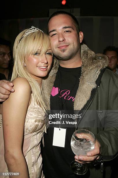 Paris Hilton and Jose Martinez during Paris Hilton Launches Her New Fragrance at 5900 Wilshire Boulevard in Los Angeles, CA, United States.