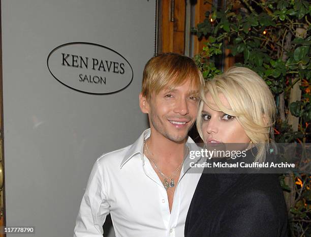 Jessica Simpson and Ken Paves during Jessica Simpson and Eva Longoria Host Ken Paves Salon Opening in Los Angeles, CA, United States.