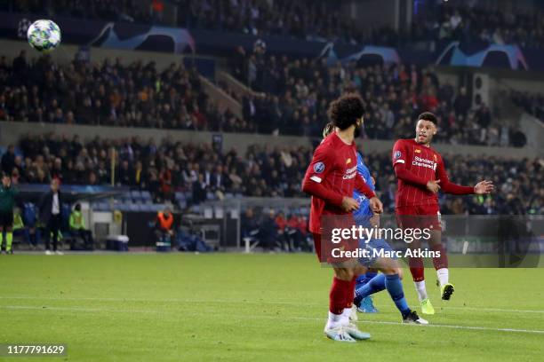 Alex Oxlade-Chamberlain of Liverpool scores his 2nd goal during the UEFA Champions League group E match between KRC Genk and Liverpool FC at Luminus...