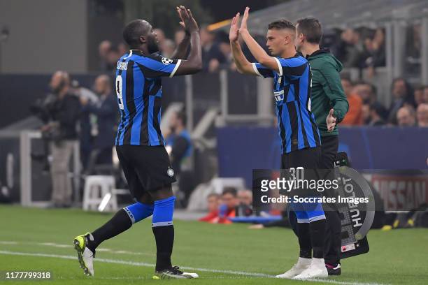 Romelu Lukaku of FC Internazionale Milano, Sebastiano Esposito of FC Internazionale Milano during the UEFA Champions League match between...