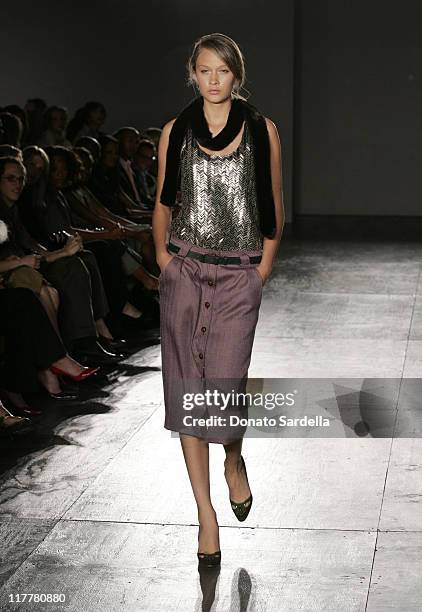 Model wearing Proenza Schouler Fall 2005 during Barneys New York and Hewlett-Packard Host Proenza Schouler Fashion Show to Benefit the Rape...
