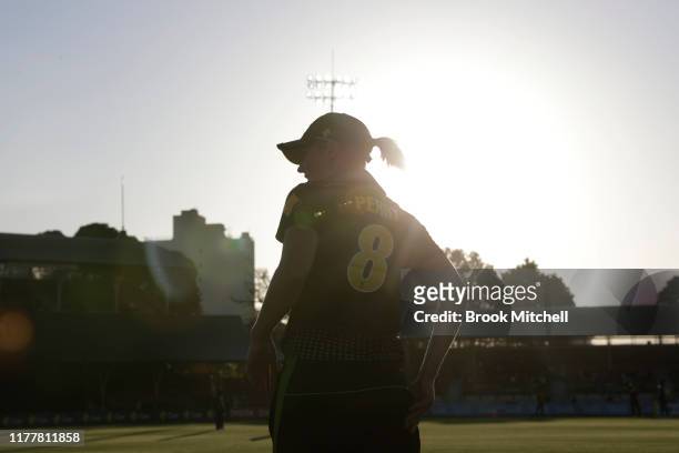 Ellyse Perry of Australia is pictured at North Sydney Oval on September 29, 2019 in Sydney, Australia.