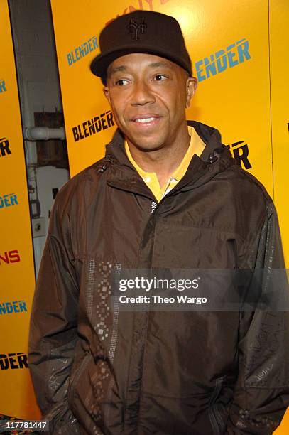 Russell Simmons during DKNY Jeans Presents Blender Magazine's 5th Anniversary Party at Studio 450 in New York City, New York, United States.