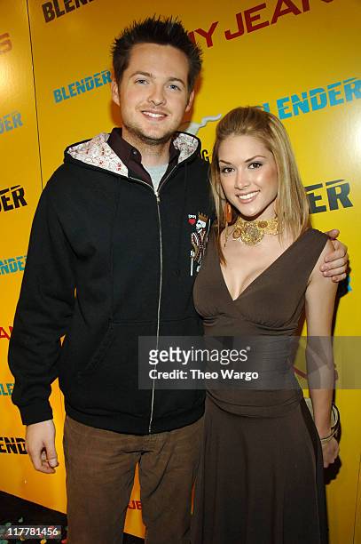 Damien Fahey and Tara Conner, Miss USA 2006 during DKNY Jeans Presents Blender Magazine's 5th Anniversary Party at Studio 450 in New York City, New...