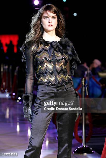 Anouk Lepere wearing Hugo Boss Fall/Winter 2005 during Hugo Boss Fall/Winter 2005 Men's and Women's Collections Party - Runway at Beverly Hills Hotel...