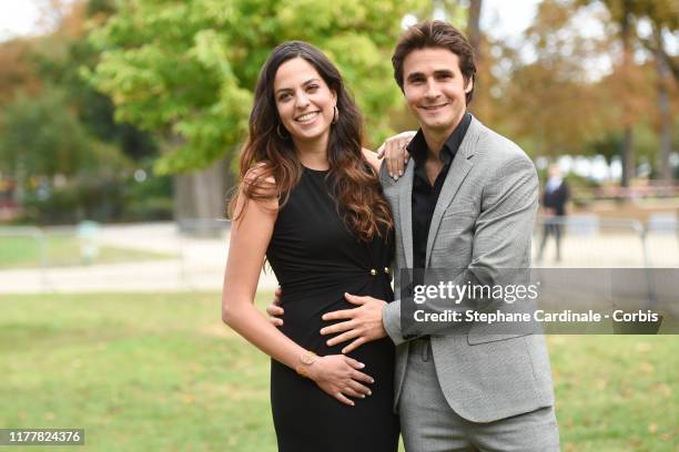 Anouchka Delon and Julien Dereims attend the Elie Saab Womenswear Spring/Summer 2020 show as part of Paris Fashion Week on September 28, 2019 in...