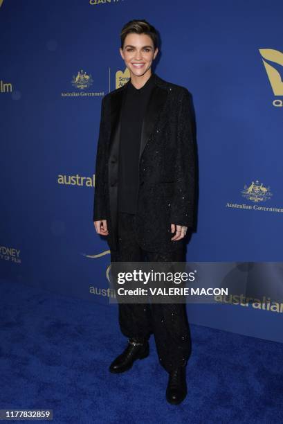 Recipient of the Create NSW Annette Kellerman award Australian actress Ruby Rose arrives for the 8th Annual "Australians in Film" Awards Gala and...