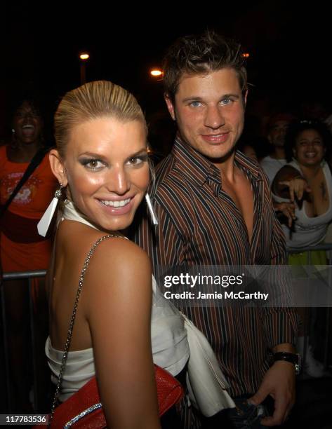 Jessica Simpson and Nick Lachey during Saturn Presents Sean "P. Diddy" Combs Citizen Change and MTV Choose or Loose Vote or Die Pre-VMA Party at...