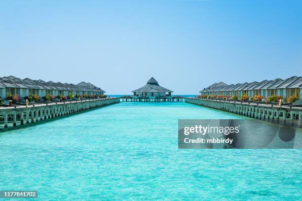 bungalows, sun island resort, nalaguraidhoo, south ari atoll, maldives - ari stock pictures, royalty-free photos & images