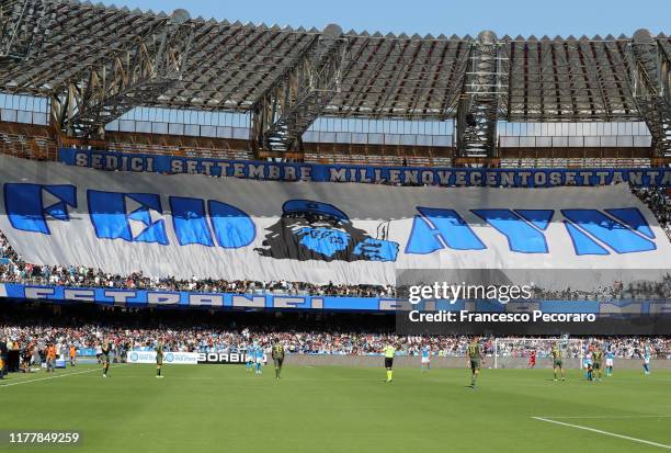 Napoli supporters during the Serie A match between SSC Napoli and Brescia Calcio at Stadio San Paolo on September 29, 2019 in Naples, Italy.