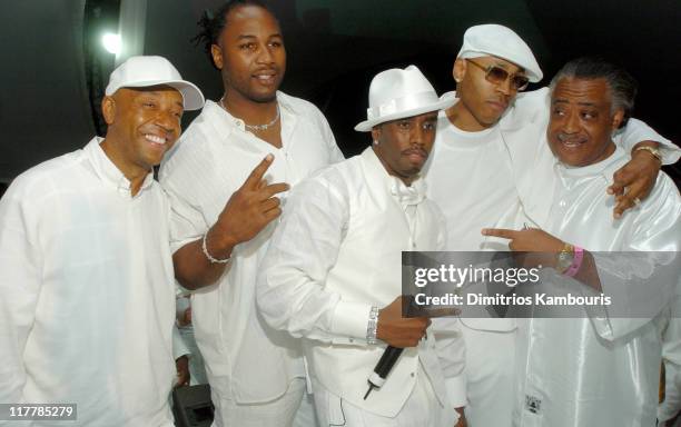 Russell Simmons, Lennox Lewis, Sean "P. Diddy" Combs, LL Cool J and Rev Al Sharpton at the PS2 Estate