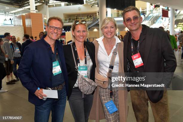 Michael Vollmer, Tina Vollmer, Susanne Sigl and Hans Sigl during the "Bits & Pretzels Founders Festival" at ICM Munich on September 29, 2019 in...