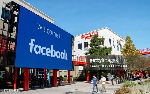 Facebook Digital Sign A giant digital sign is seen at Facebook's corporate headquarters ...