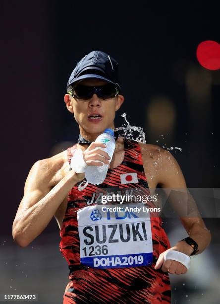 Yusuke Suzuki of Japan competes in the Men’s 50km Race Walk final during day two of 17th IAAF World Athletics Championships Doha 2019 on September...