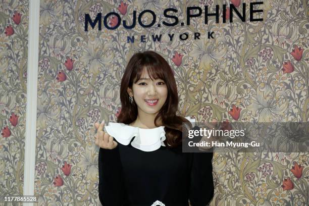 South Korean actress Park Shin-Hye attends the photocall for 'MOJO.S.PHINE' at Lotte Department Store on September 28, 2019 in Seoul, South Korea.