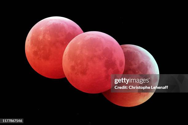 total eclipse of the moon of january 21st 2019, from france - blood moon stock pictures, royalty-free photos & images