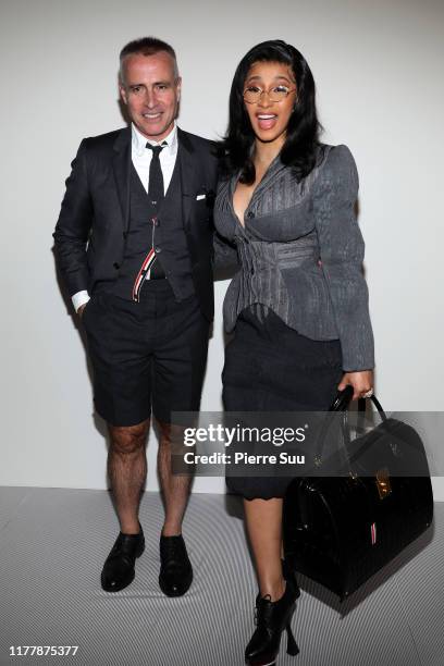 Thom Browne and Cardi B attend the Thom Browne Womenswear Spring/Summer 2020 show as part of Paris Fashion Week on September 29, 2019 in Paris,...