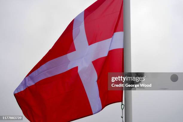 Podium / Danish Flag / Detail view / during the 92nd UCI Road World Championships 2019, Men Elite Road Race a 261,8km race from Leeds to Harrogate...