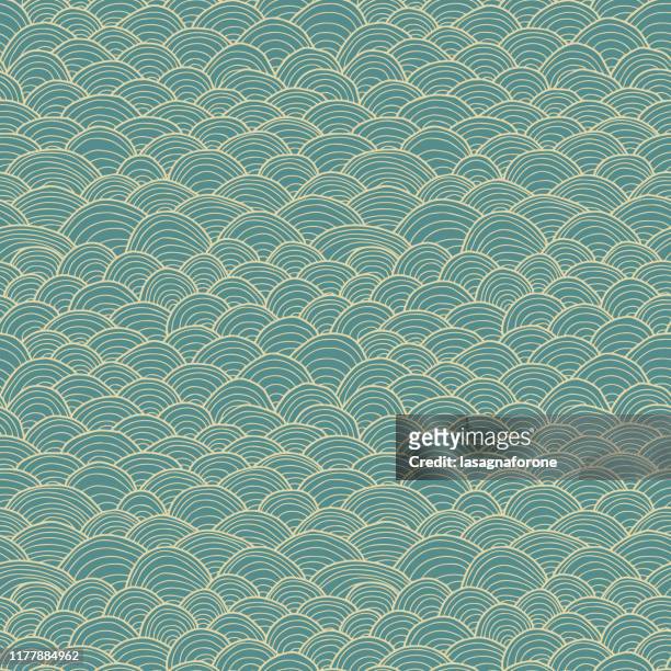 hand drawn seamless vector pattern - japanese culture stock illustrations