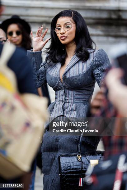 Cardi B, is seen outside the Thom Browne show during Paris Fashion Week - Womenswear Spring Summer 2020 on September 29, 2019 in Paris, France.