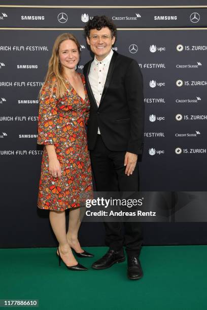 Julia Jentsch and Manuel Rubey attend the "Waren einmal Revoluzzer" photo call during the 15th Zurich Film Festival at Kino Corso on September 29,...