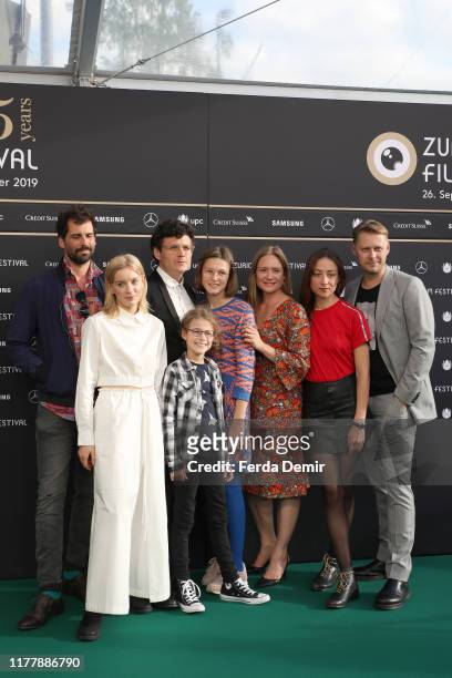 Cast and crew attend the "Waren einmal Revoluzzer" photo call during the 15th Zurich Film Festival at Kino Corso on September 29, 2019 in Zurich,...
