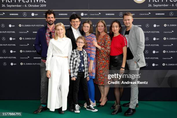 Cast and crew attend the "Waren einmal Revoluzzer" photo call during the 15th Zurich Film Festival at Kino Corso on September 29, 2019 in Zurich,...