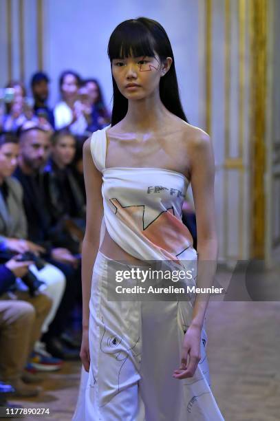 Model walks the runway during the Each x Other Womenswear Spring/Summer 2020 show as part of Paris Fashion Week on September 29, 2019 in Paris,...