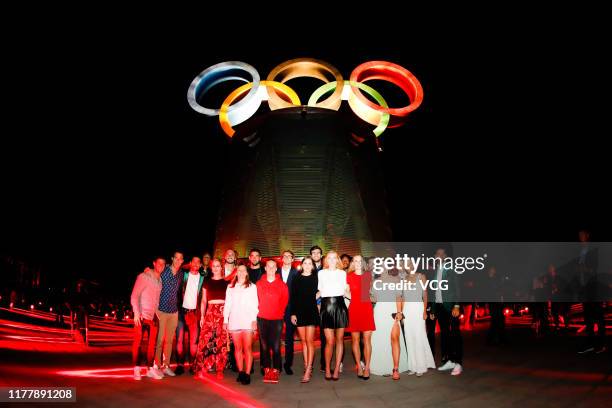 Caroline Wozniacki of Denmark and other players attend 2019 China Open offical welcome reception at China Olympic tower on September 29, 2019 in...