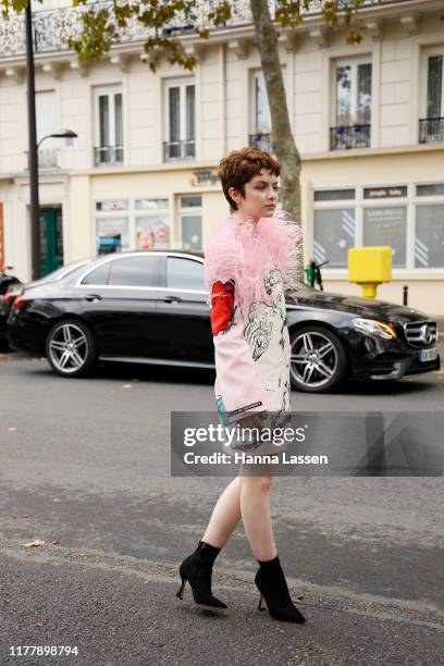 Lachlan Watson wearing Valentino dress outside Valentino during Paris Fashion Week Womenswear Spring Summer 2020 on September 29, 2019 in Paris,...