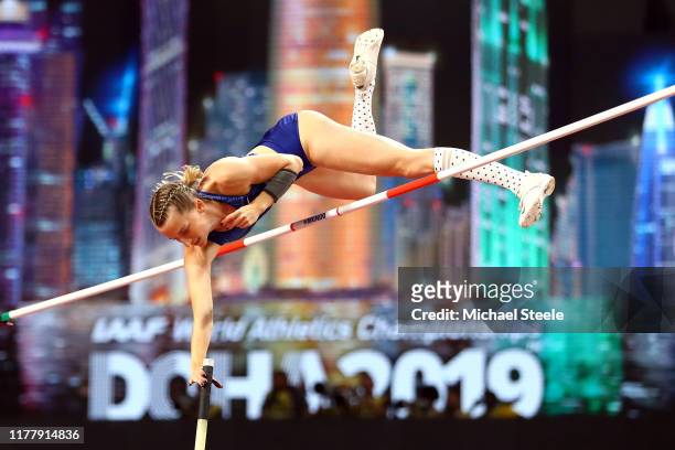 Anzhelika Sidorova of the Authorised Neutral Athletes competes in the Women's Pole Vault final during day three of 17th IAAF World Athletics...