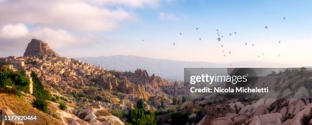 dawn in uchisar - cappadocia stock pictures, royalty-free photos & images