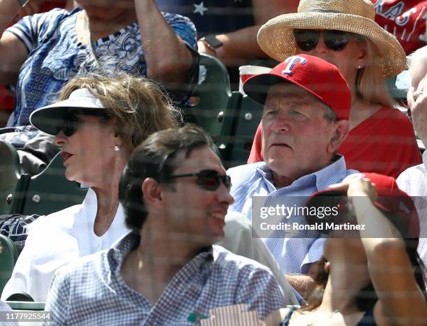 Bushside Ranger Laura George And Laura Bush Texas Rangers Photos and Premium High Res ...