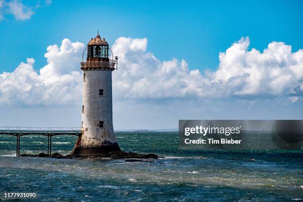 tarbert lighthouse on the shannon estuary county kerry - shannon river stock pictures, royalty-free photos & images